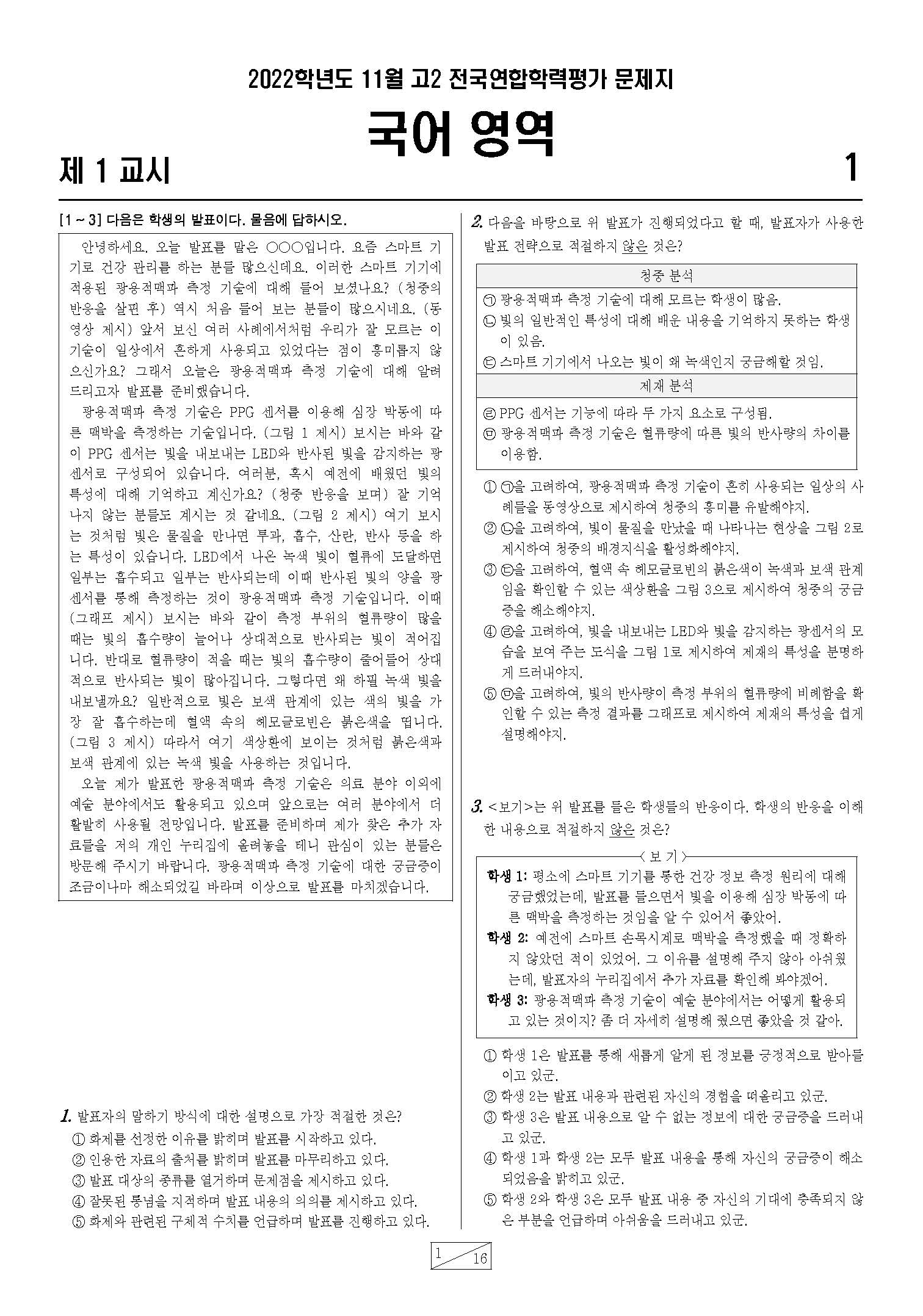 고2 3개년 3월,6월,9월,11월 국어영역 모의고사 기출문제 출력 제본 A4 / 8절시험지 사이즈